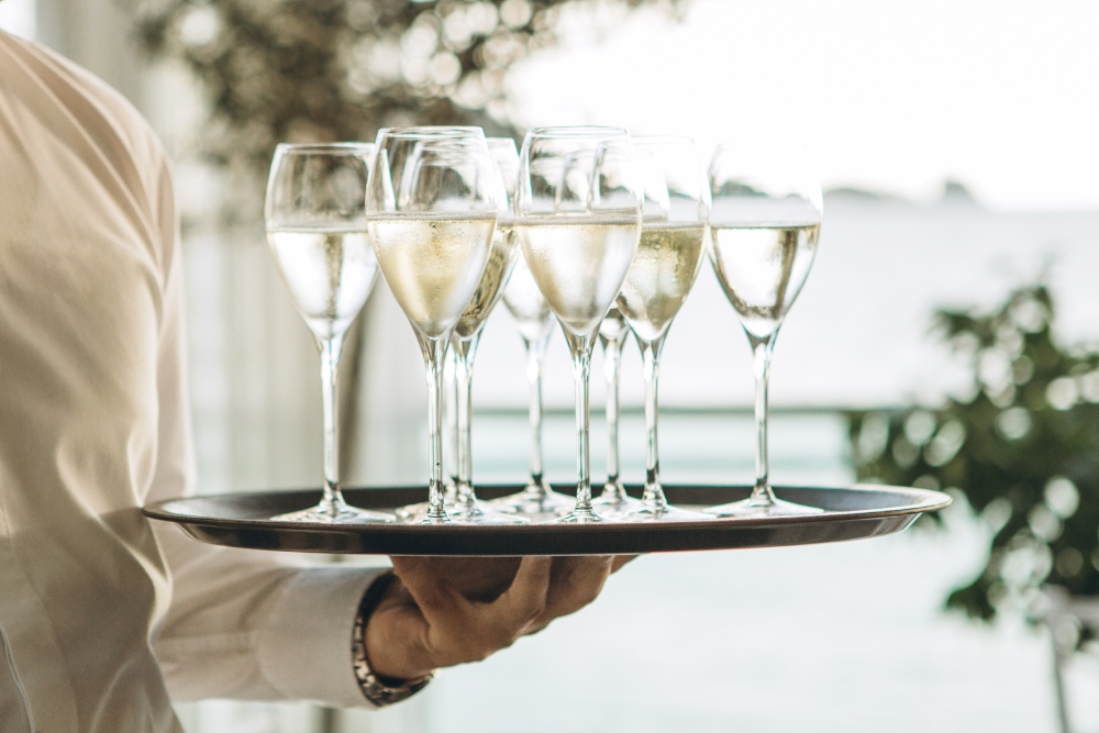 Wine on a serving tray